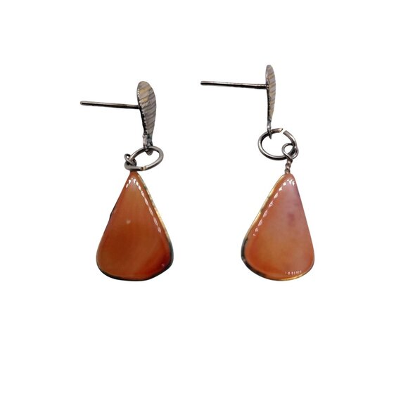 Artisan Jewelry - Agate earrings stylized teardrop